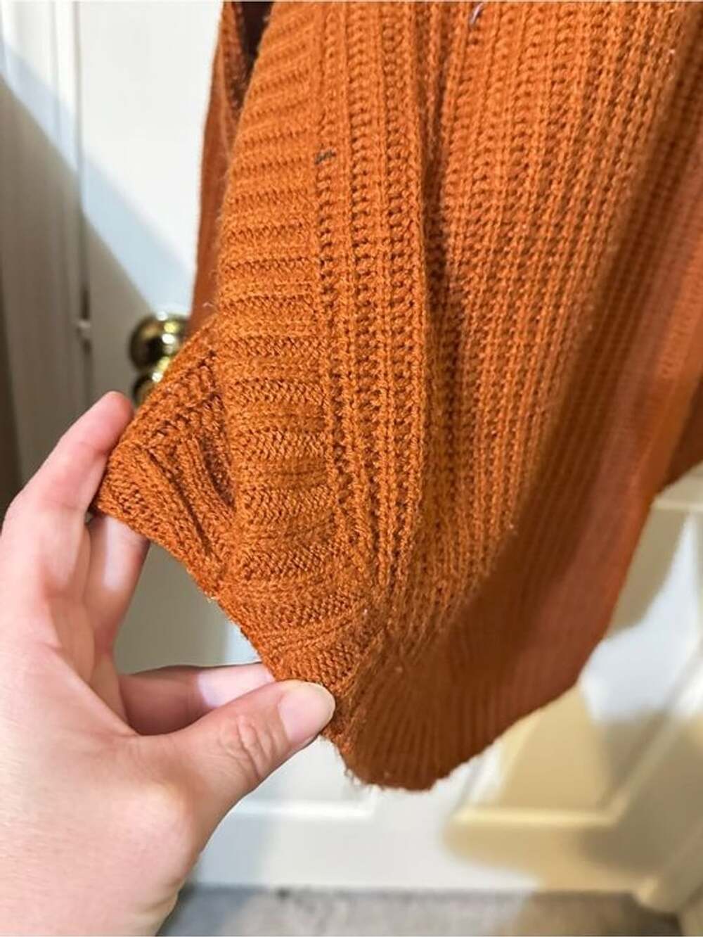 Cozy Button-Shoulder Ribbed Sweater - Rust - Picture 5 of 6